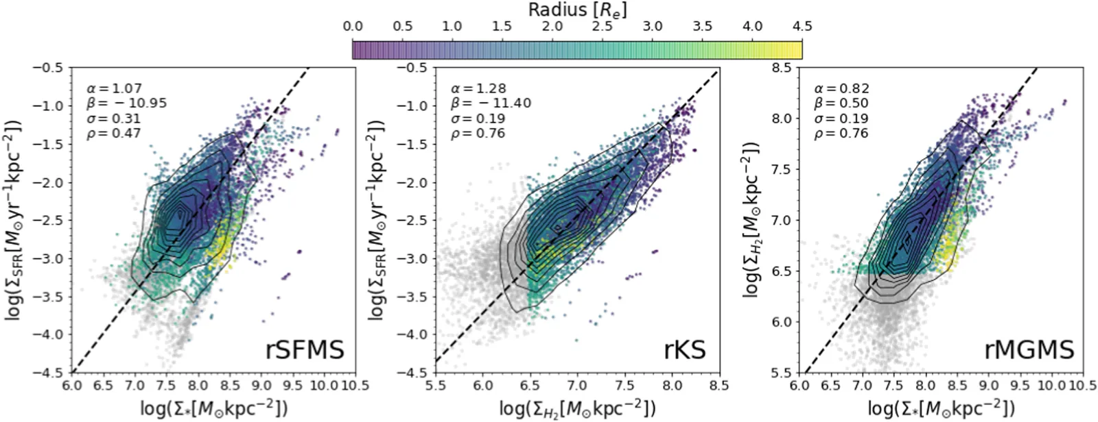 Resolved scaling relations among stars, dust, and gas: rSFMS, rKS, and rMGMS (Abdurro’uf et al. 2022c).